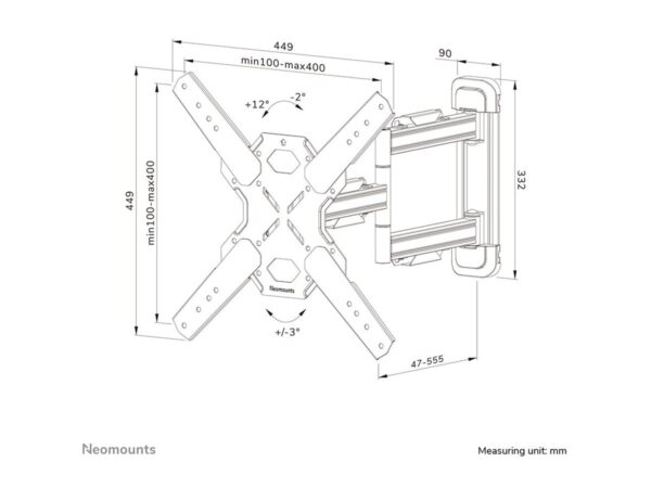 NEOMOUNTS WL40S-850BL14 Support pour écran mural 32-65p – orientable – installation rapide