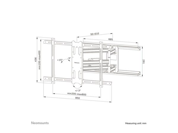 NEOMOUNTS WL40S-850BL18 Support pour écran mural 43-86p – orientable – installation rapide