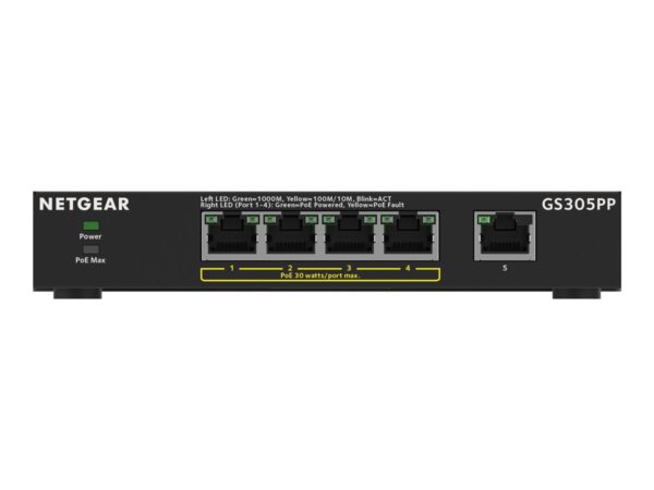 NETGEAR 5PT POE/POE+ GIGE Unmanaged Switch GS305PP