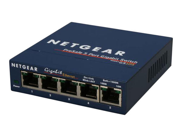 NETGEAR SWITCH 5 PORTS 10/100/1000 MBPS NON RACKABLE – NON MANAGEABLE BOITIER METAL