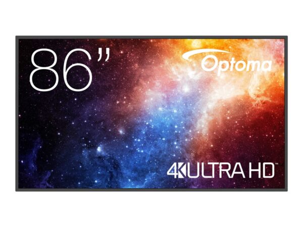 OPTOMA N3861K Écran LED 86″ – 4K UHD 24/7j – 4Go/32Go – 450cd/m²- sans fil 2.4G/5G – 3H + USB-C – RJ45 Android 11