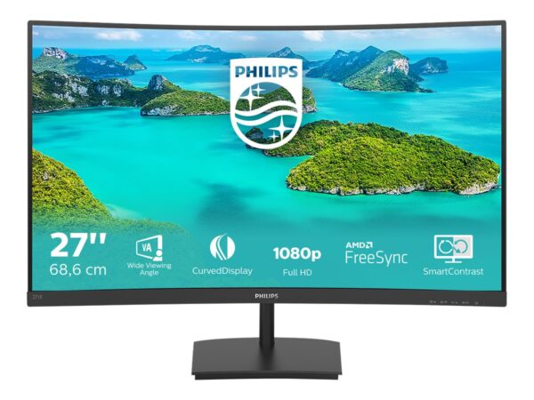 PHILIPS 271E1SCA/00 LCD CURVED 27p 16/9 VA FHD 1920×1080 75Hz 4ms 250 cd/m2 VGA HDMI Speakers 3Watt VESA 100