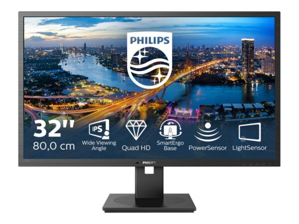 PHILIPS 325B1L/00 31.5p IPS Flat 2560×1440 16:9 1200:1 250cd/m2 4ms H/A 180 75Hz USB HUB SPEAKERS POWER/LIGHT SENSOR DP 2xHDMI