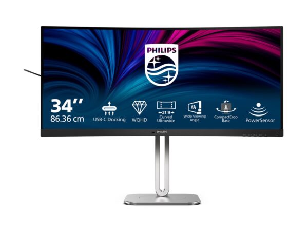 PHILIPS 34B2U5600C/00 34p 3440×1440 120Hz VA CURVED H/A tbu MM ULTRAWIDE USB-C DOCKING DISPLAY RJ45 PD > 100 W USB HUB SPEAKERS
