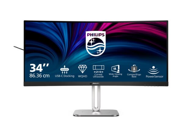 PHILIPS 34B2U5600C/00 34p 3440×1440 120Hz VA CURVED H/A tbu MM ULTRAWIDE USB-C DOCKING DISPLAY RJ45 PD > 100 W USB HUB SPEAKERS