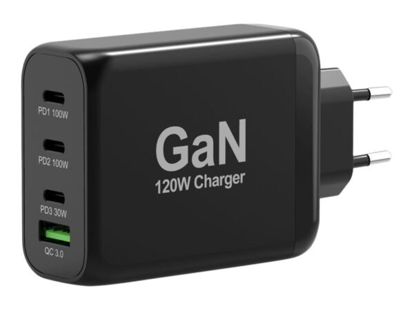 PORT DESIGNS 120W Gan Charger USB-C & USB-A Gallium Nitride Gan Technology More Efficient Smaller Lighter And Less Energy Consuming
