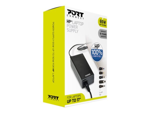 PORT DESIGNS Compatible with HP notebooks EU Plug 65W power supply for notebooks up to 90W Adaptable output power