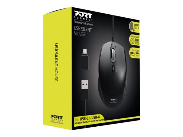 PORT DESIGNS Mouse Office Pro Silent Wired – Black