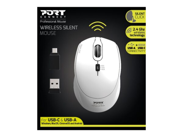 PORT DESIGNS Mouse Office Pro Silent Wireless – White