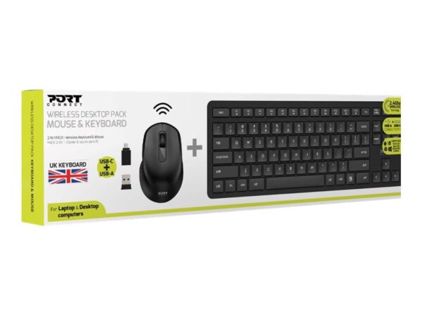 PORT DESIGNS Pack Keyboard + Mouse Medium Wireless – UK