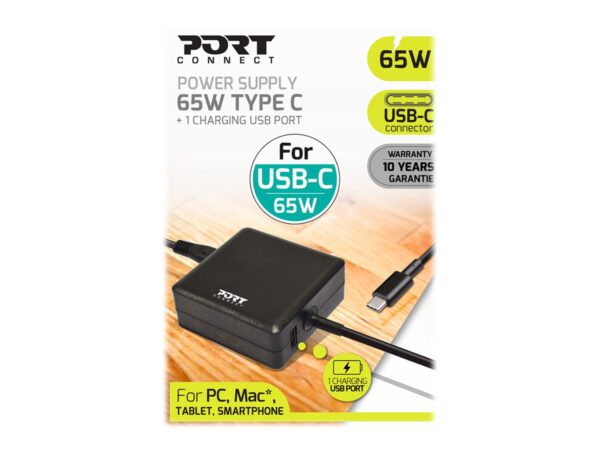 PORT DESIGNS power supply 65W – TYPE C – UK