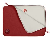 PORT DESIGNS Trendy Cotton Neoprene Laptop Sleeve 13p-14p L-shaped opening for easy access Stretchy cotton neoprene material Red