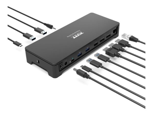 PORT DESIGNS Triple Screen Docking Station With 100W Power Dual USB-C & USB-A Connectivity Charges Laptops Up To 100W