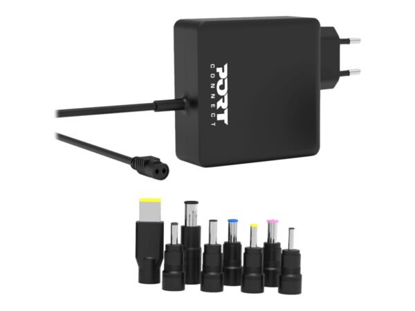 PORT DESIGNS Universal Power Adapter For Notebooks Up To 65W EU Plug 9 Universal Detachable Tips
