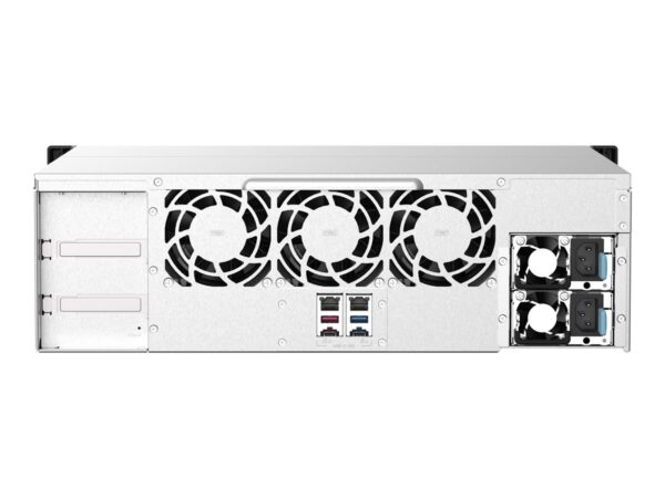 QNAP 16-bay Rackmount NAS AMD Ryzen V1000 series V1500B 4C/8T 2.2GHz 16Go DDR4 RAM 2×2.5GbE LAN optional 10GbE & M.2 NVMe/SATA