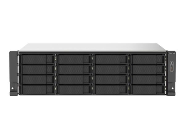 QNAP 16-bay Rackmount NAS AMD Ryzen V1000 series V1500B 4C/8T 2.2GHz 16Go DDR4 RAM 2×2.5GbE LAN optional 10GbE & M.2 NVMe/SATA