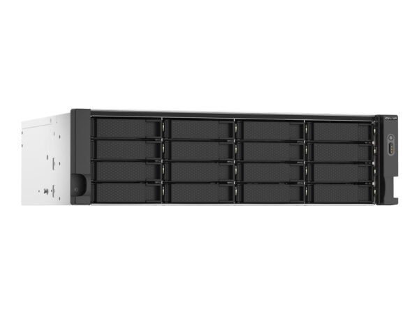 QNAP 16-bay Rackmount NAS AMD Ryzen V1000 series V1500B 4C/8T 2.2GHz 16Go DDR4 RAM 2×2.5GbE LAN optional 10GbE & M.2 NVMe/SATA