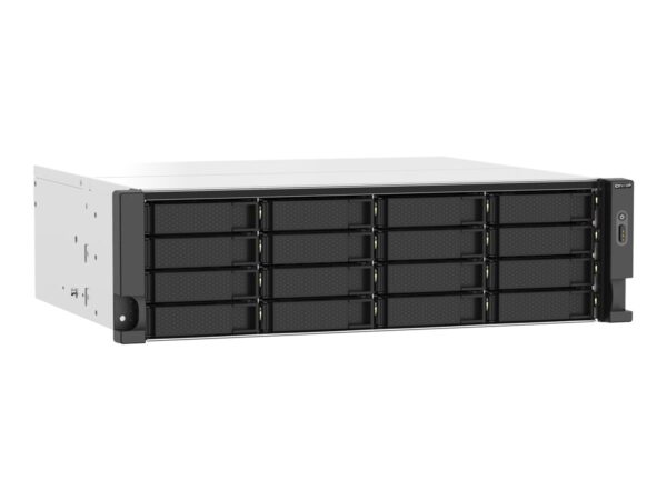 QNAP 16-bay Rackmount NAS AMD Ryzen V1000 series V1500B 4C/8T 2.2GHz 16Go DDR4 RAM 2×2.5GbE LAN optional 10GbE & M.2 NVMe/SATA