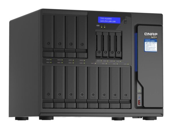QNAP 16-Bay TurboNAS 12×3.5p HDD + 4×2.5p SSD SATA 6G Intel Xeon W-1250 6 cores 12 threads 3.3GHz 32Go DDR4 ECC RAM
