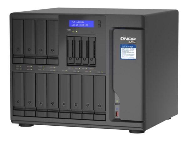 QNAP 16-Bay TurboNAS 12×3.5p HDD + 4×2.5p SSD SATA 6G Intel Xeon W-1250 6 cores 12 threads 3.3GHz 32Go DDR4 ECC RAM
