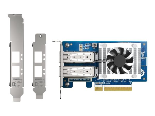 QNAP Dual-port SFP28 25GbE network expansion card low-profile form factor PCIe Gen4 x8