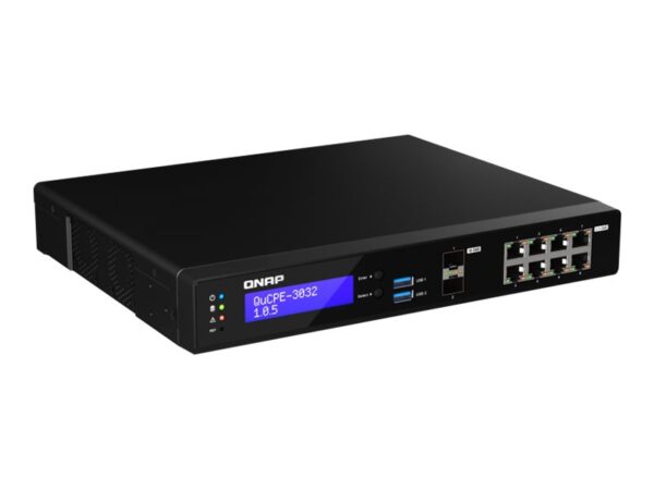 QNAP QuCPE-3032-C3558R-8G Intel Atom C3558R 8×2.5GbE RJ45 ports and 2x10GbE SFP+ ports 2xM.2 2280 NVMe slot 60W PS units