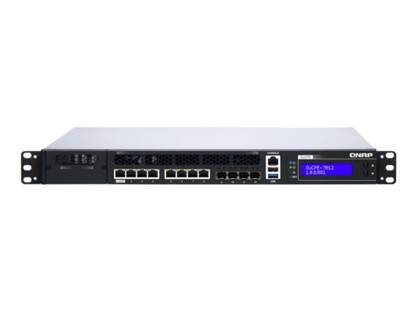 QNAP QuCPE-7012-D2146NT-32G Intel Xeon D-2146NT 8×2.5GbE RJ45 ports and 4x10GbE SFP+ ports 1x network module 1x PCIe Gen3 x8