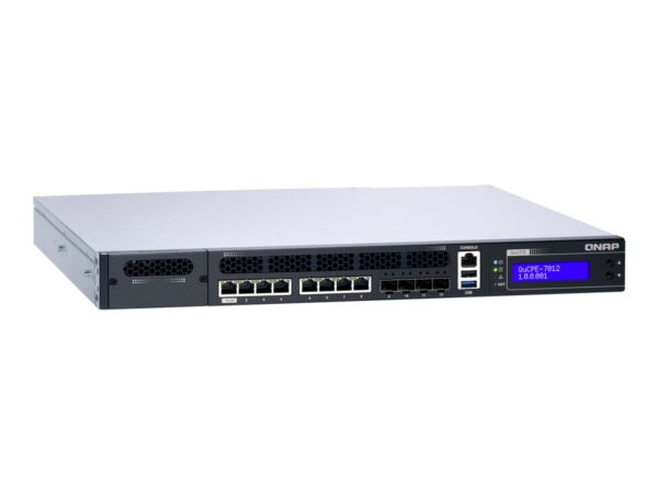 QNAP QuCPE-7012-D2146NT-32G Intel Xeon D-2146NT 8×2.5GbE RJ45 ports and 4x10GbE SFP+ ports 1x network module 1x PCIe Gen3 x8