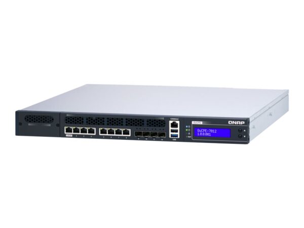 QNAP QuCPE-7012-D2146NT-32G Intel Xeon D-2146NT 8×2.5GbE RJ45 ports and 4x10GbE SFP+ ports 1x network module 1x PCIe Gen3 x8