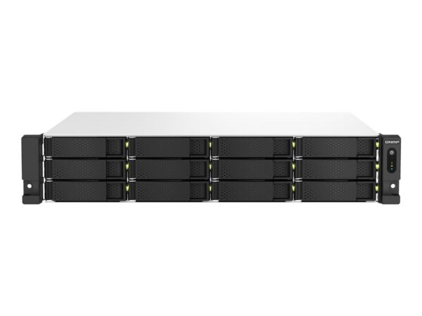 QNAP TS-1264U-RP-8G 2U 12-Bay rackmount NAS Intel Celeron N5095 quad-core 8Go onboard not expandable 12×3.5/2.5 SATA 2x300W r PS