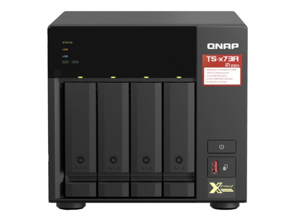 QNAP TS-473A-8G NAS AMD Ryzen Embedded V1500B 8Go SO-DIMM DDR4 4x 2.5/3.5inch SATA 6Gbps 2x M.2 2280 NVMe PCIe Gen3 x1 slots