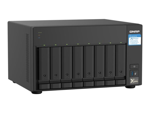 QNAP TS-832PX-4G 8-bay NAS server AL324 1.7GHz Quad Core 4Go DDR4 SODIMM Max. 16Go 2x10GbE SFP+ LAN + 2×2.5GbE