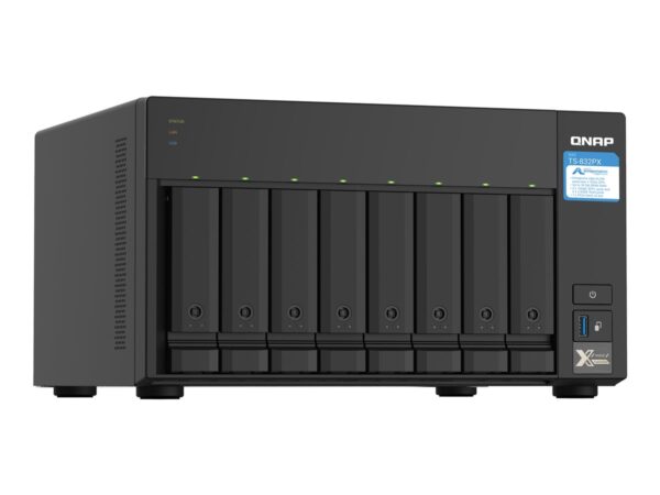 QNAP TS-832PX-4G 8-bay NAS server AL324 1.7GHz Quad Core 4Go DDR4 SODIMM Max. 16Go 2x10GbE SFP+ LAN + 2×2.5GbE