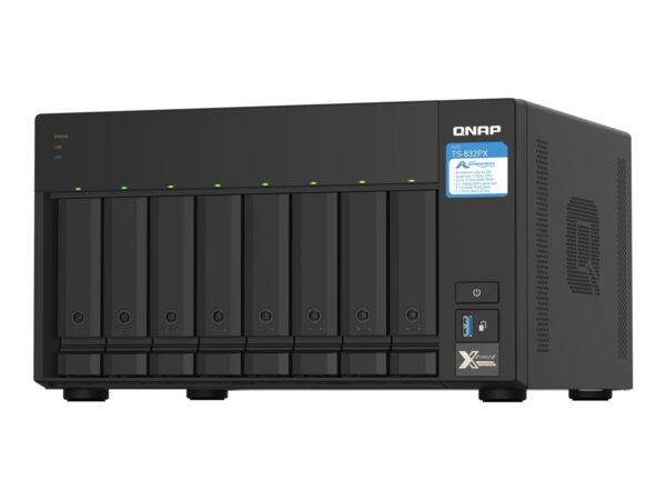 QNAP TS-832PX-4G 8-bay NAS server AL324 1.7GHz Quad Core 4Go DDR4 SODIMM Max. 16Go 2x10GbE SFP+ LAN + 2×2.5GbE
