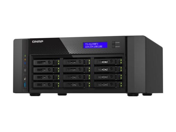 QNAP TS-h1290FX-7302P-128G 12 Bay U.2 NVMe PCIe Gen4 x4 all-flash desktop NAS AMD EPYC 16-core 7302P 128Go RDIMM ECC DDR4
