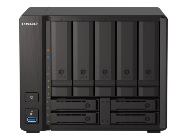 QNAP TS-H973AX-8G 9-bay NAS AMD Ryzen V1500B 8Go DDR4 SODIMM 5×2.5/3.5p SATA 6Gbps + 2×2.5in U.2 NVMe PCIe Gen3 x4