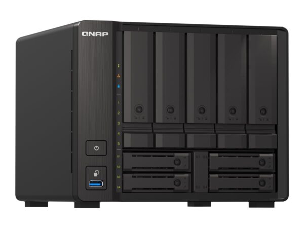 QNAP TS-H973AX-8G 9-bay NAS AMD Ryzen V1500B 8Go DDR4 SODIMM 5×2.5/3.5p SATA 6Gbps + 2×2.5in U.2 NVMe PCIe Gen3 x4