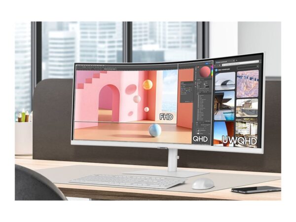 SAMSUNG S34C650T 34p 21:9 Curved 1000R 3440×1440 VA-LED 100Hz HDR10 DP/HDMI/TBT4 90Watt LAN White HAS Speaker VESA HDMI/DP/USB-C