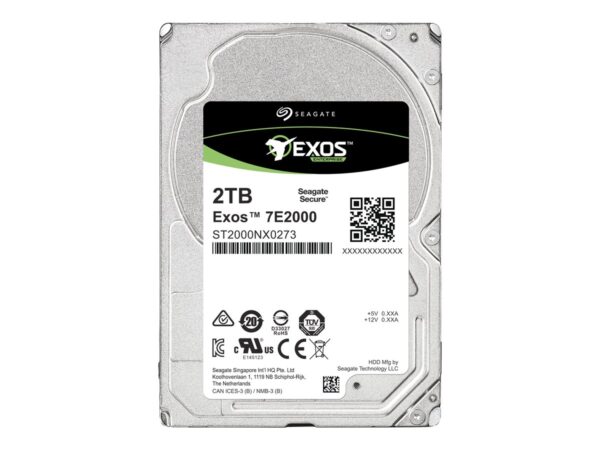 SEAGATE EXOS 7E2000 Enterprise Capacity 2.5 2TB HDD 512Emulation 7200rpm 128MB 2,5inch SAS 12Gb/s 24×7 long-term usage BLK