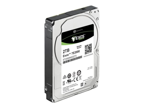 SEAGATE EXOS 7E2000 Enterprise Capacity 2.5 2TB HDD 512Emulation 7200rpm 128MB 2,5inch SAS 12Gb/s 24×7 long-term usage BLK