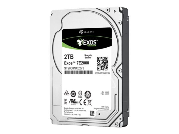 SEAGATE EXOS 7E2000 Enterprise Capacity 2.5 2TB HDD 512Emulation 7200rpm 128MB 2,5inch SAS 12Gb/s 24×7 long-term usage BLK