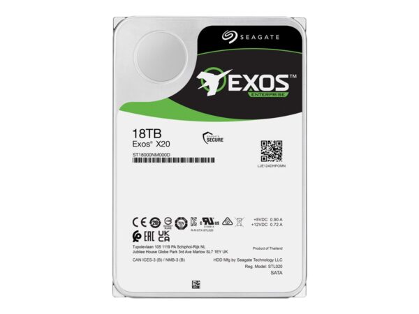 SEAGATE Exos X20 18To HDD SAS 12Gb/s 7200RPM 256Mo cache 3.5p 24×7 512e/4KN Standard