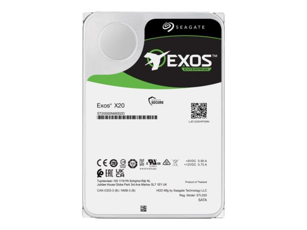 SEAGATE Exos X20 18To HDD SAS 12Gb/s 7200RPM 256Mo cache 3.5p 24×7 512e/4KN Standard