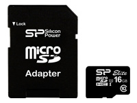 SILICON POWER memory card Elite Micro SDHC 16Go Class 10 up to 85Mo/s + Adapter