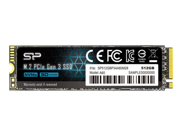 SILICON POWER SSD P34A60 512Go M.2 PCIe Gen3 x4 NVMe 2200/1600 Mo/s