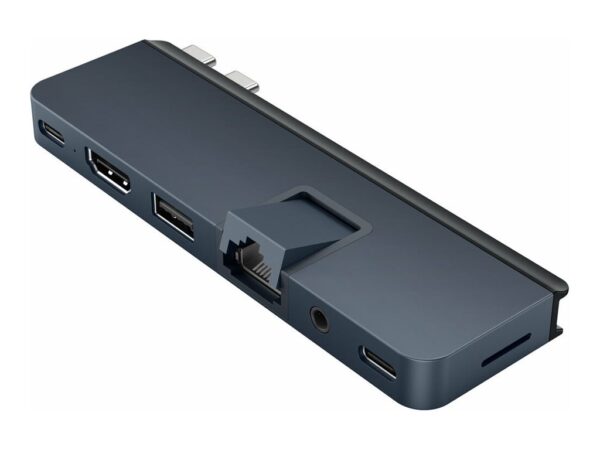 TARGUS HyperDrive Dual USB-C TB compatible 7-in-2 Hub w univ. USB-C ext adaptor – MN Blue – for all Apple MB