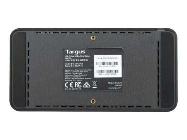 TARGUS USB-C Dual 4K Dock with 65w PowerDelivery USB-C 2xHDMI 3xUSB RJ45 1GbE