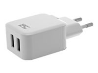 TNB 2.4A Mains 2 USB Charger White