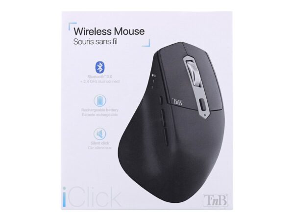 TNB iClick Wireless Bluetooth Mouse + Dongle 2.4 Ghz Combine Comfort And Performance 3 Connection Profiles