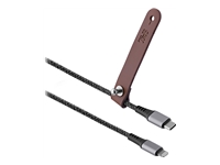 TNB PREMIUM – Nylon braided RPET USB-C to Lightning cable – metal connector – Leather cable tie – Black